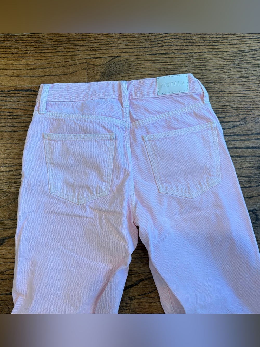 Pistola Lexi Mid Rise Bowed Straight Jeans in Blush, Size 25 - Picture 5 of 6